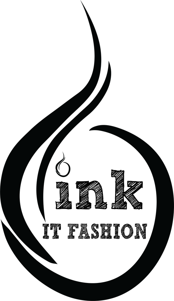 stylized ink drop with the text "ink it fashion"