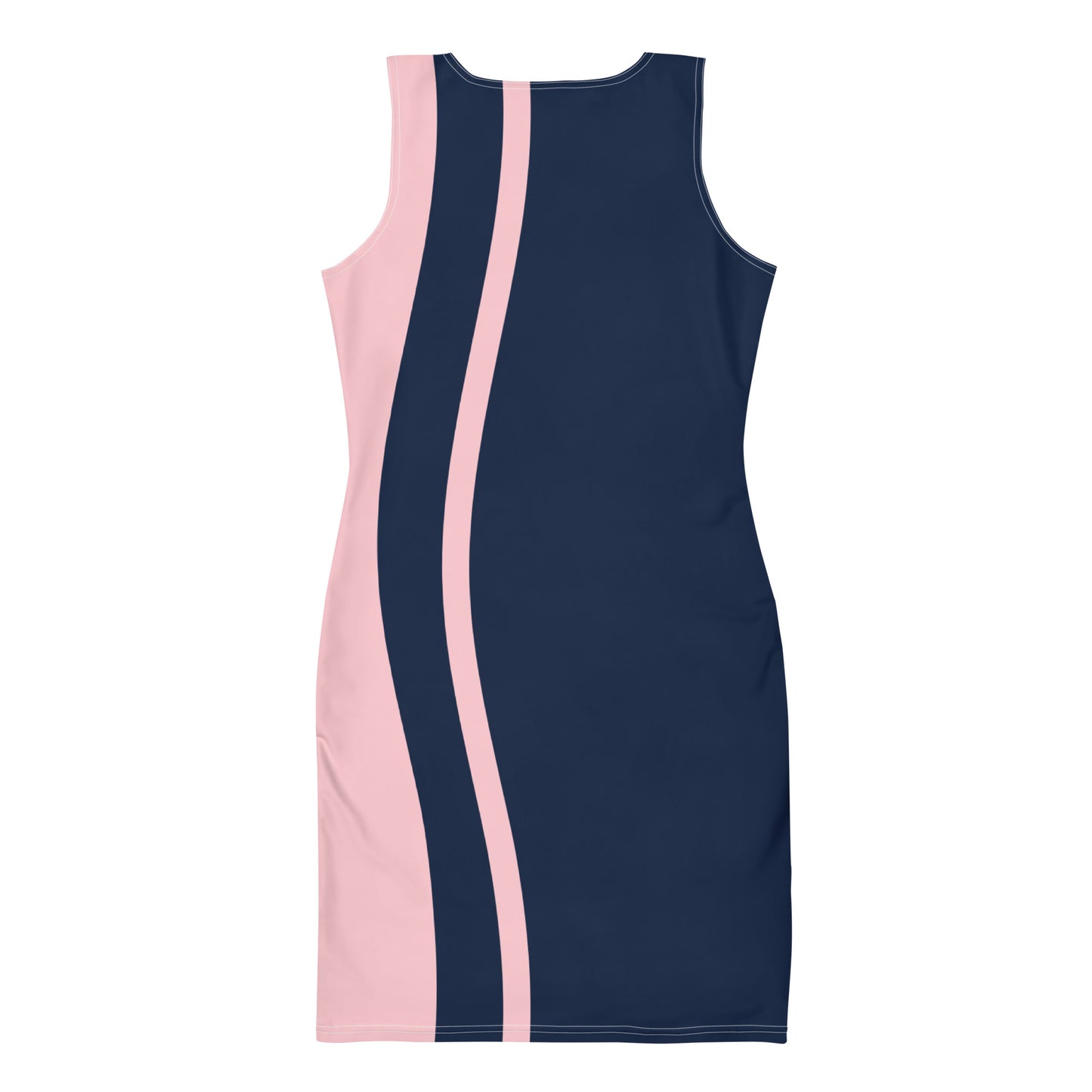 Blue bodycon dress with pink stripes