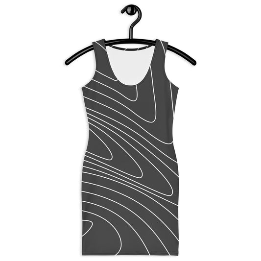 Black dress with white pattern