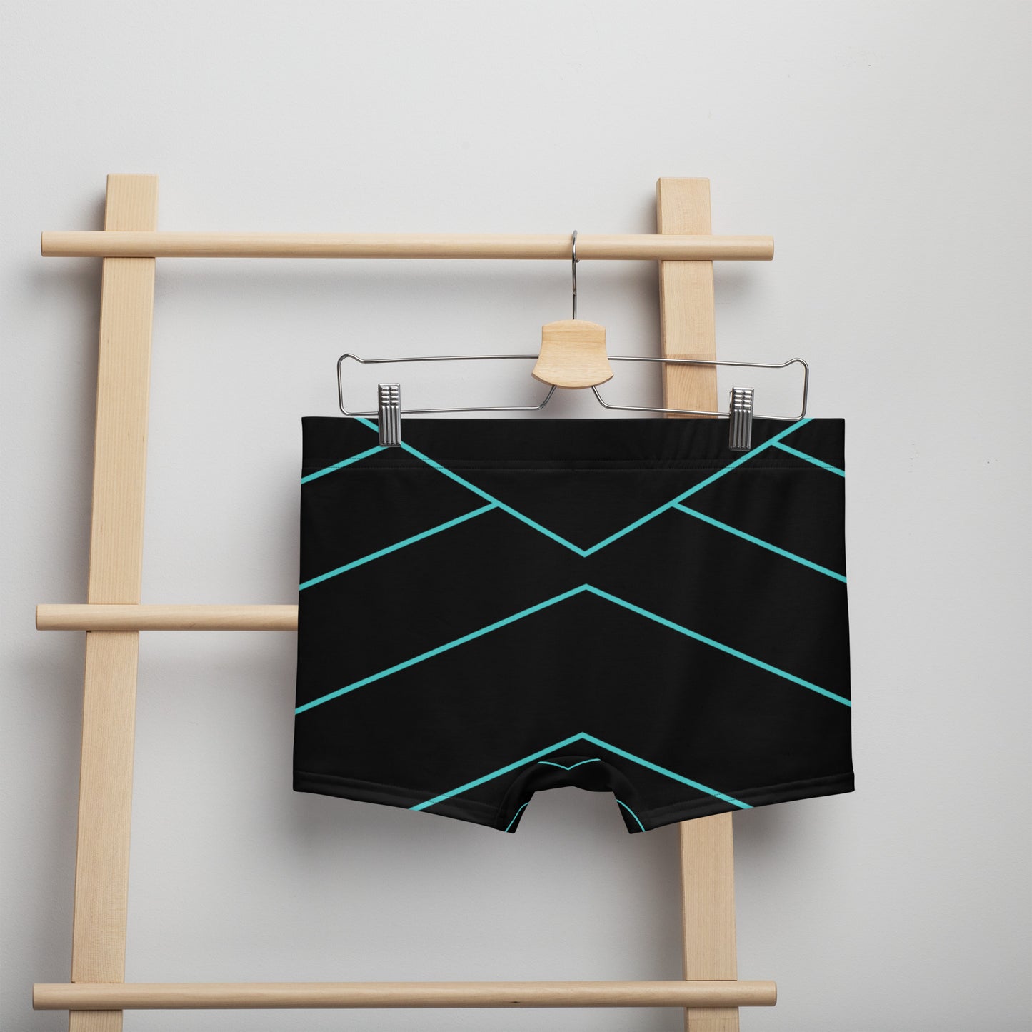 Black boxer with green dashes