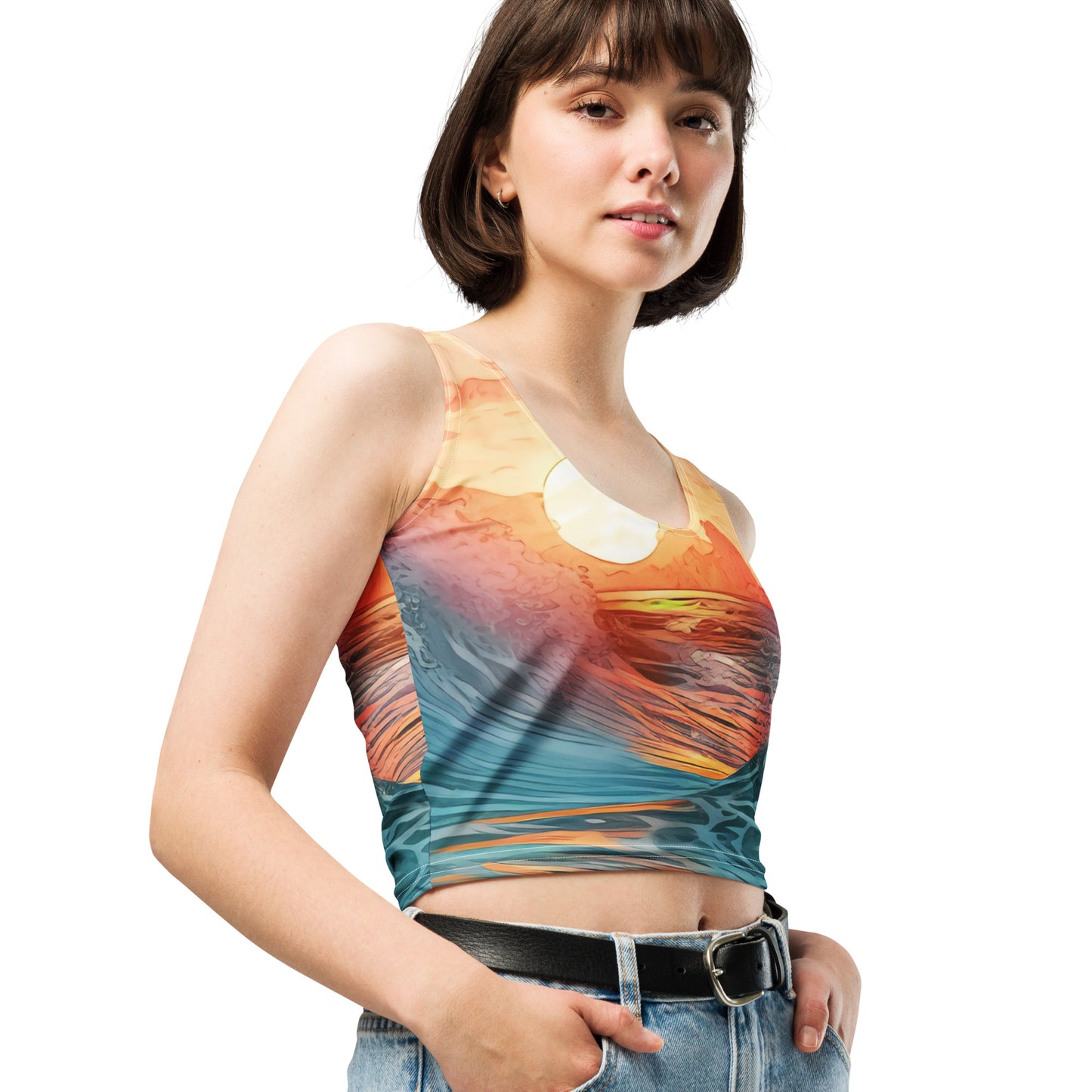 Women with tank top with picture of sunset