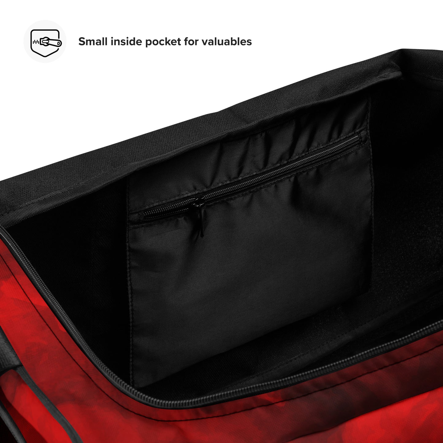 Red duffle bag with MAD MAX logo