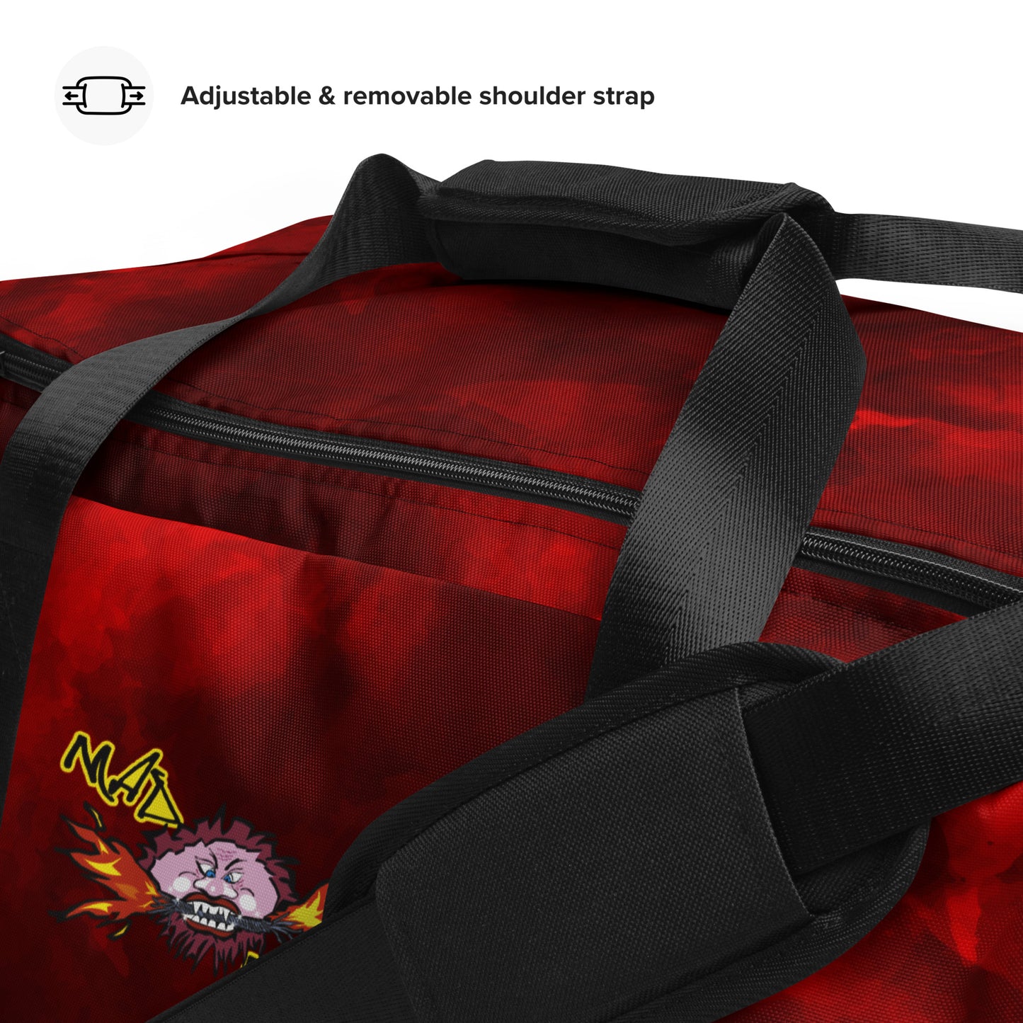 Red duffle bag with MAD MAX logo