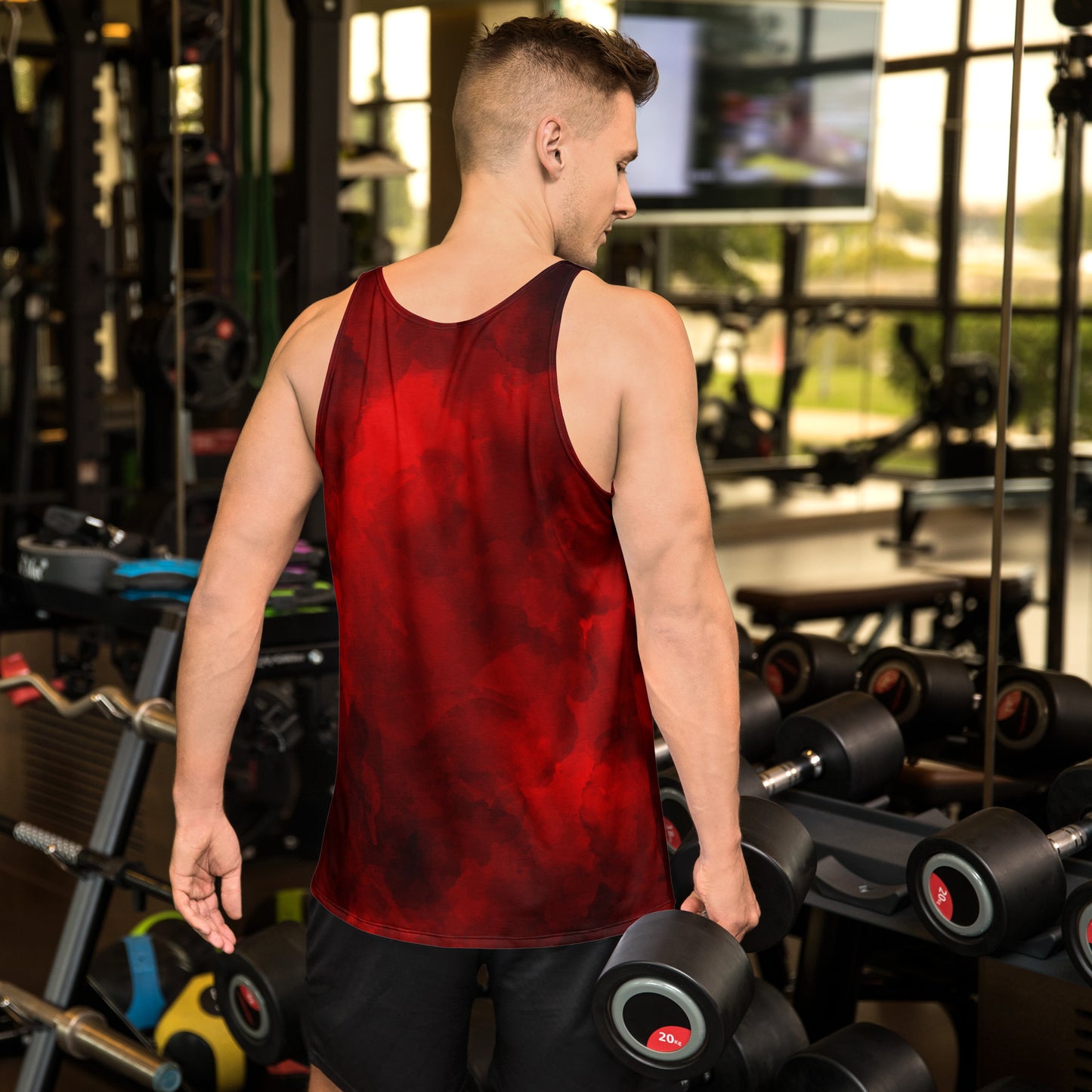 Men with red tank top