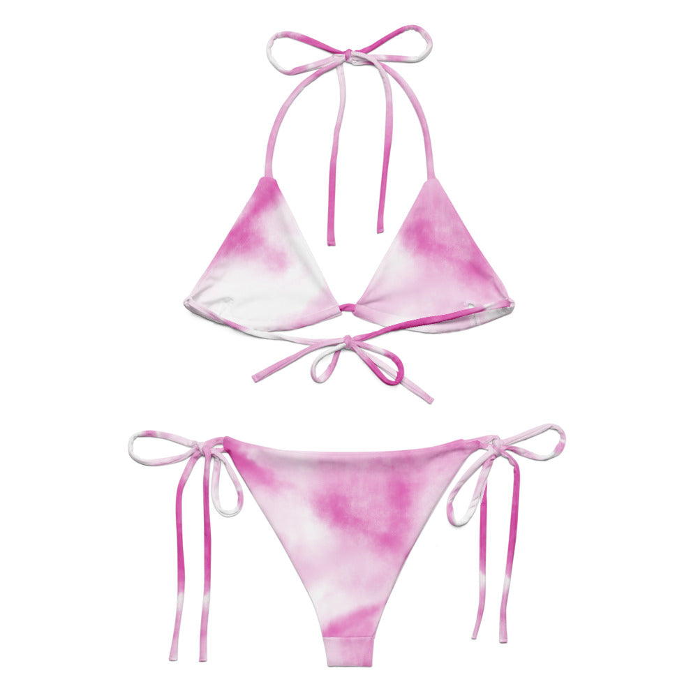 "White/Pink" All over print teenager bikini