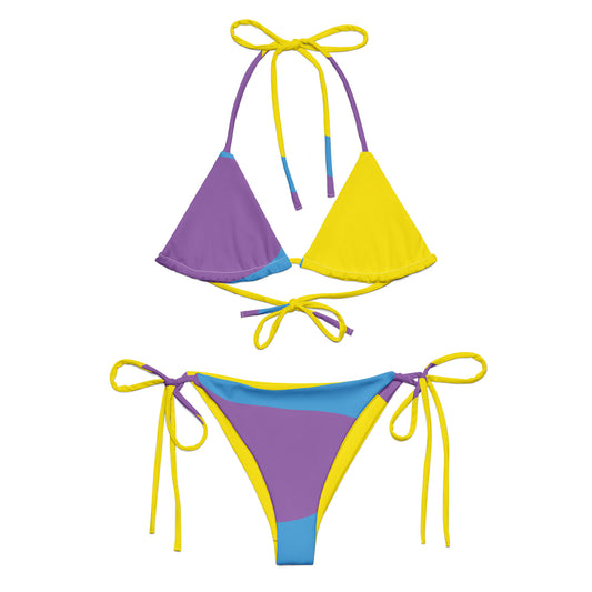 Bikini in the colors purple, yellow and blue