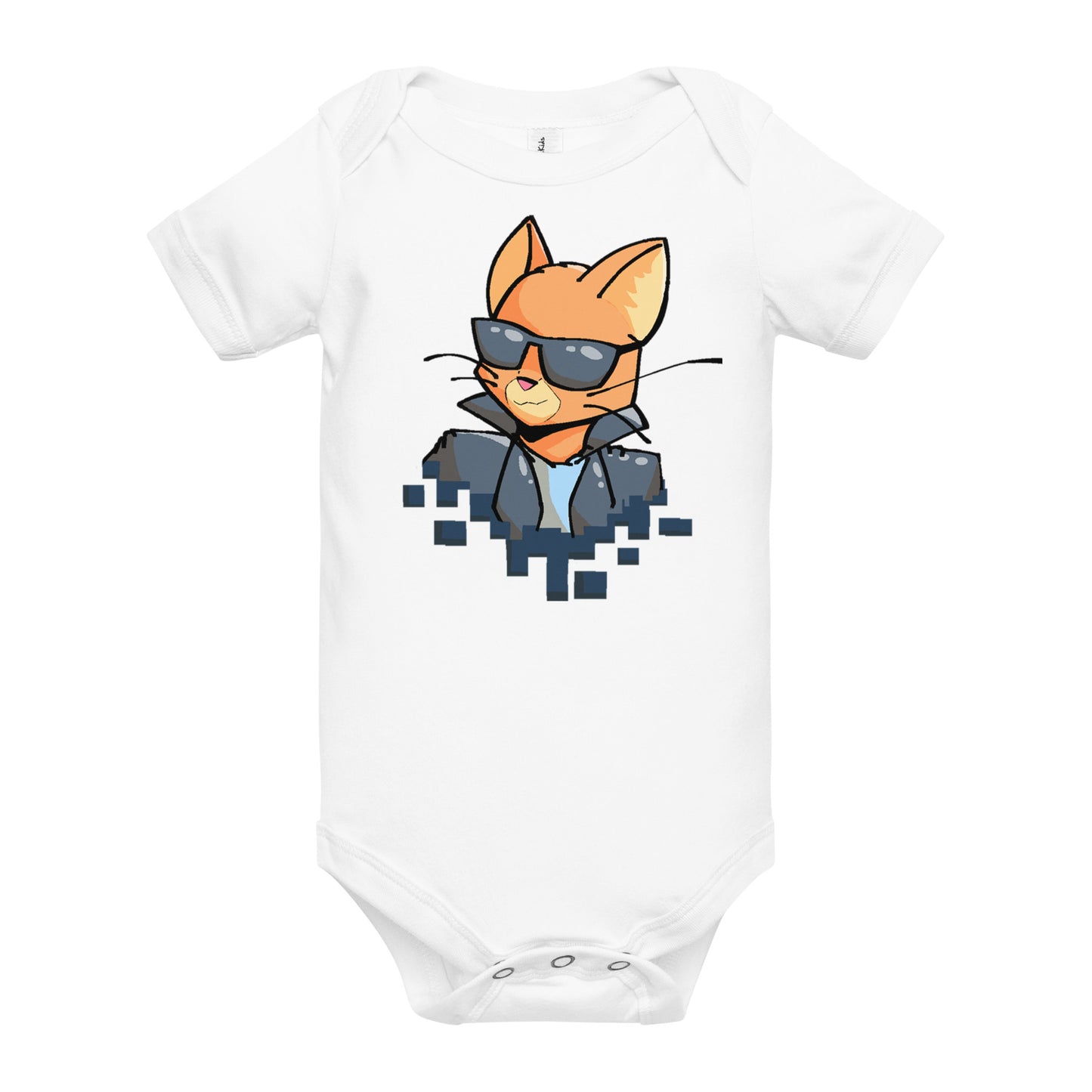 White short sleeve one piece with cool cat