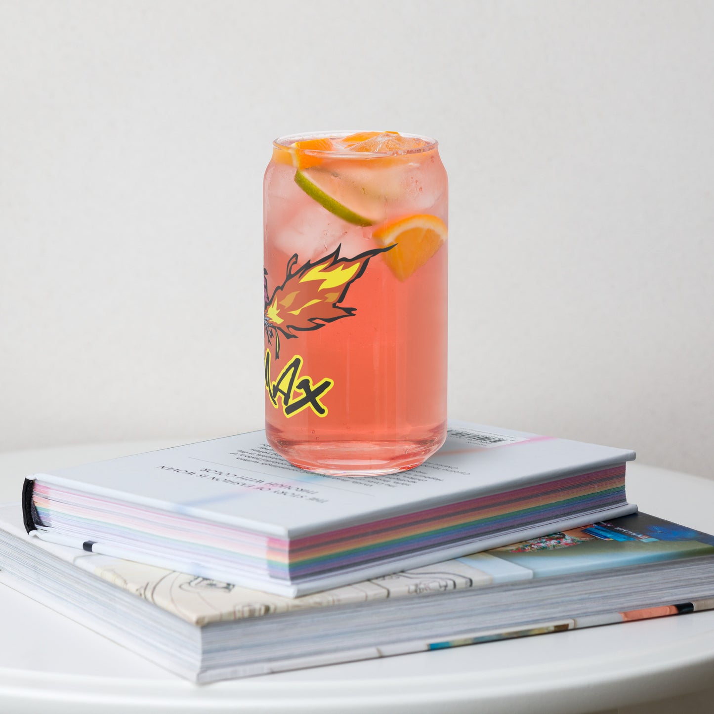 Can shaped glass with logo mad max