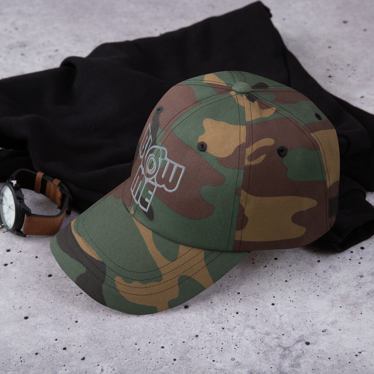 Green camo hat with the text Blow me, turbo compressor