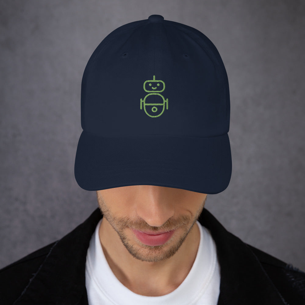 Men with navy hat with in green Android logo