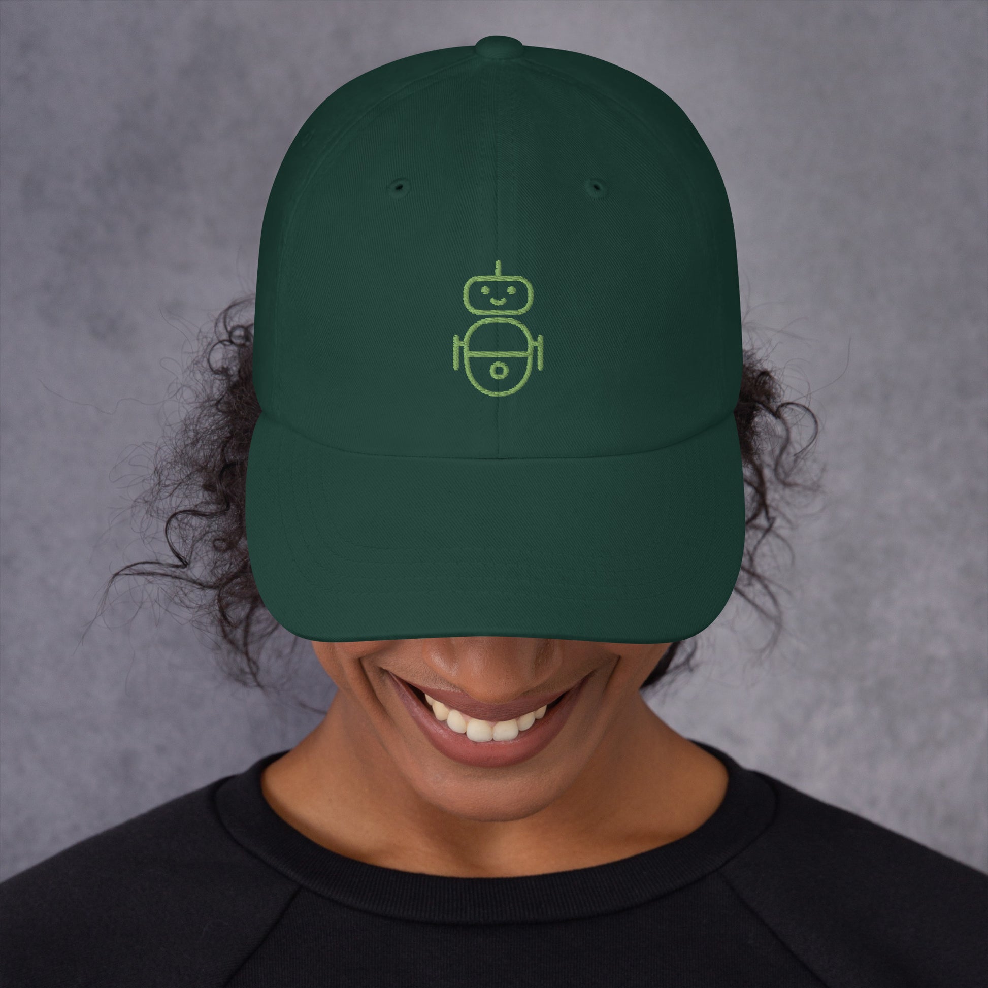 Women with green hat with in green Android logo