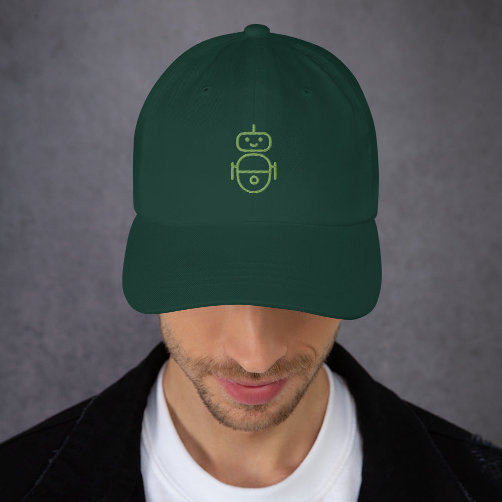 Men with green hat with in green Android logo