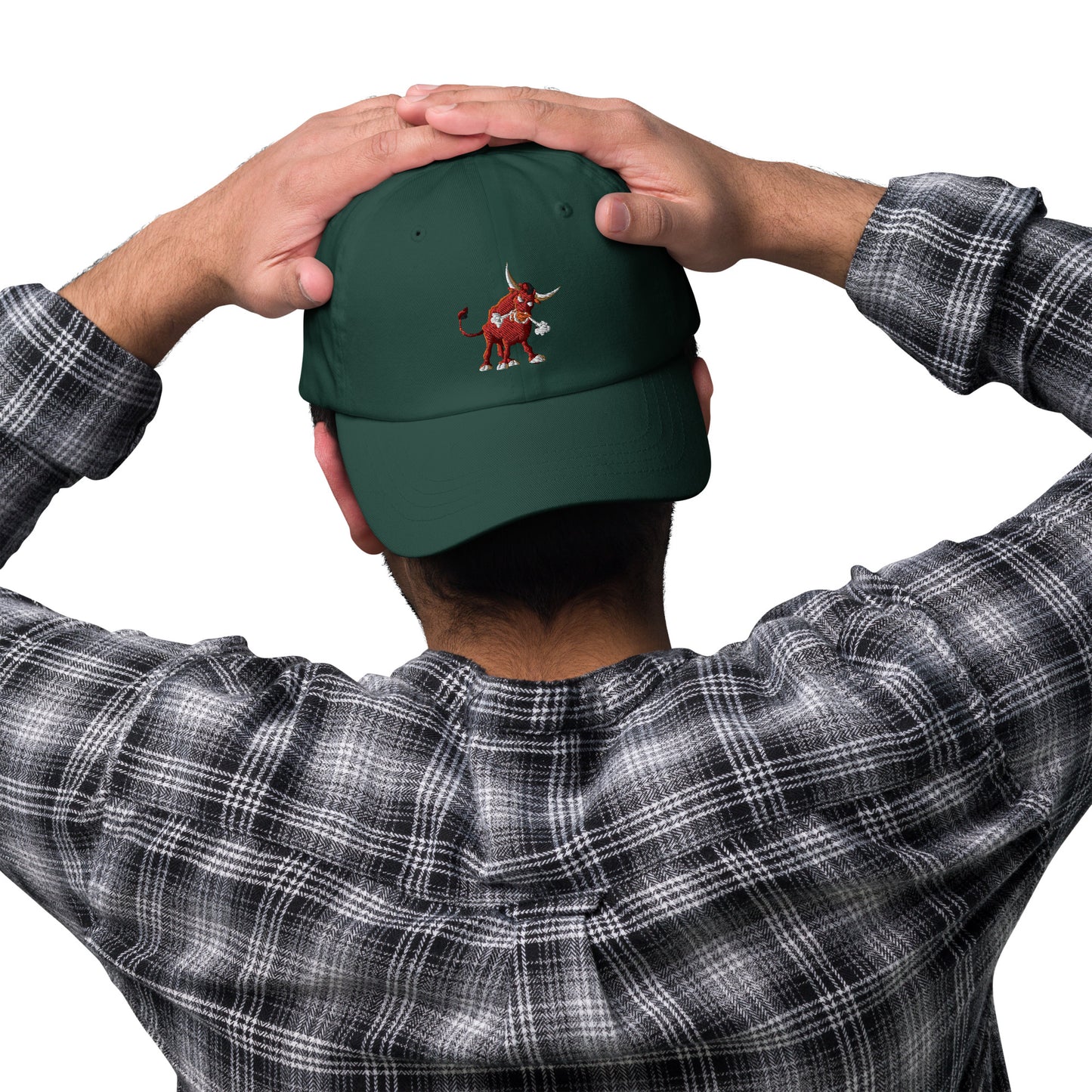 spruce baseball cap with bull