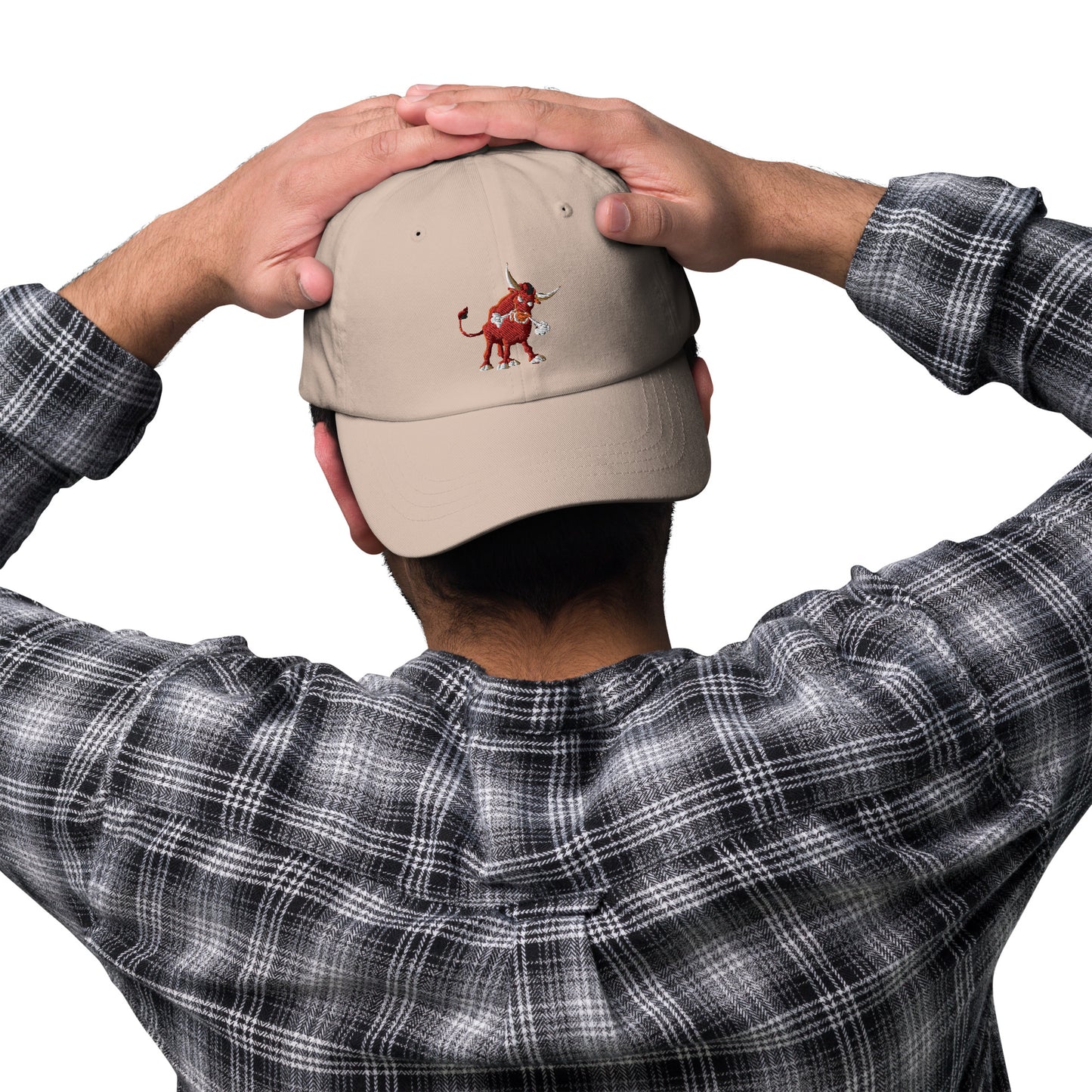 stone baseball cap with bull