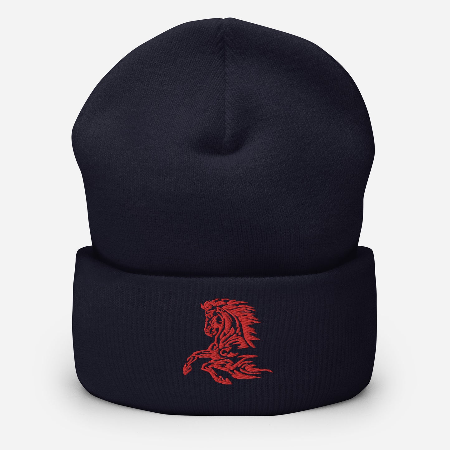 Navy Blue beanie with red horse