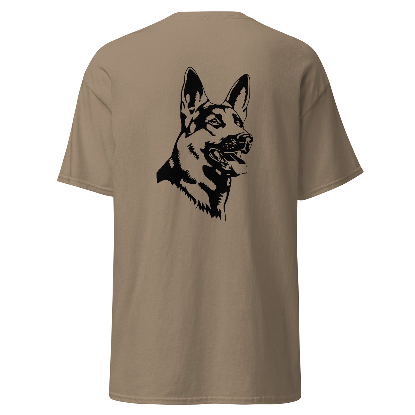 Brown shirt with German shepherd