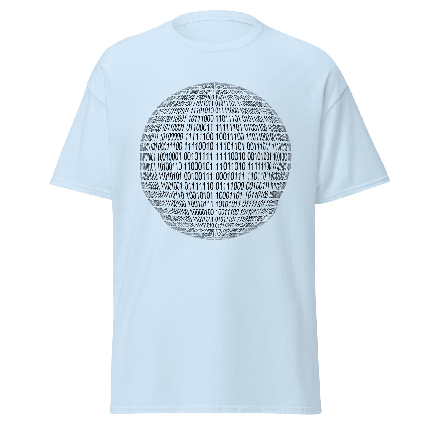 Light blue men's T-shirt with binaire sphere