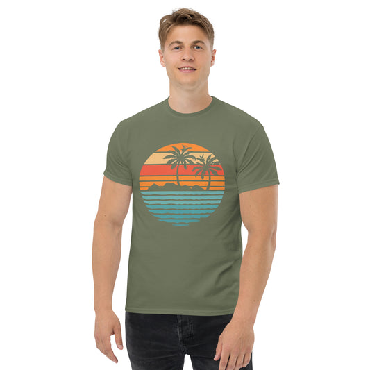 Men with military green T-shirt and a retro Island
