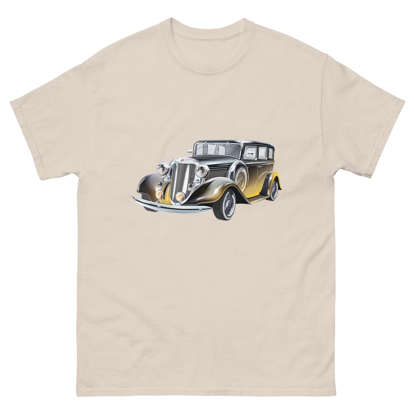 natural t-shirt with picture of vintage car