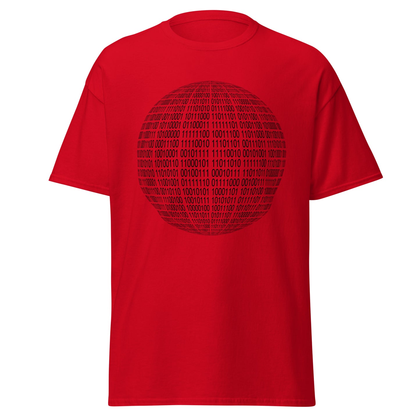 Red men's T-shirt with binaire sphere