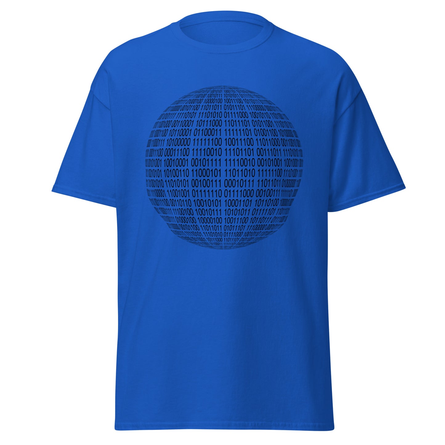 Royal blue men's T-shirt with binaire sphere