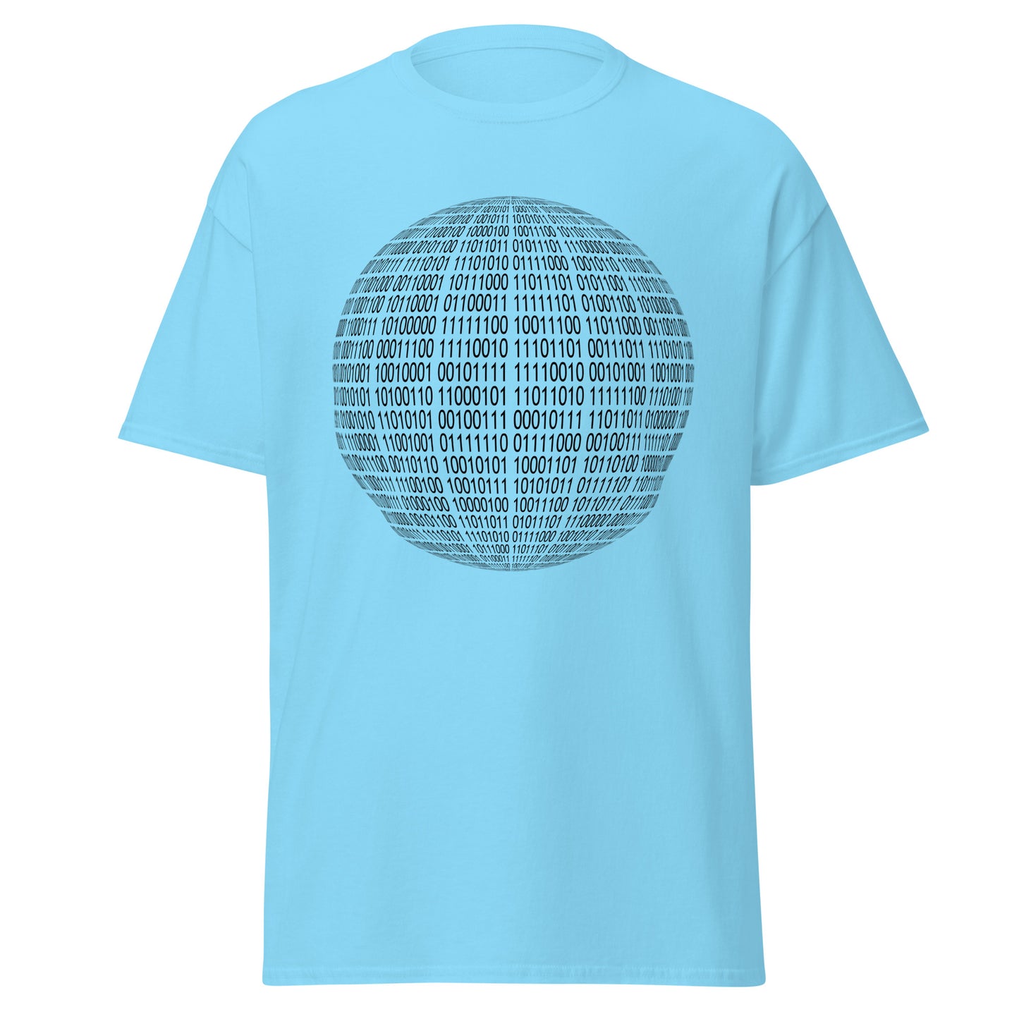 Sky blue men's T-shirt with binaire sphere