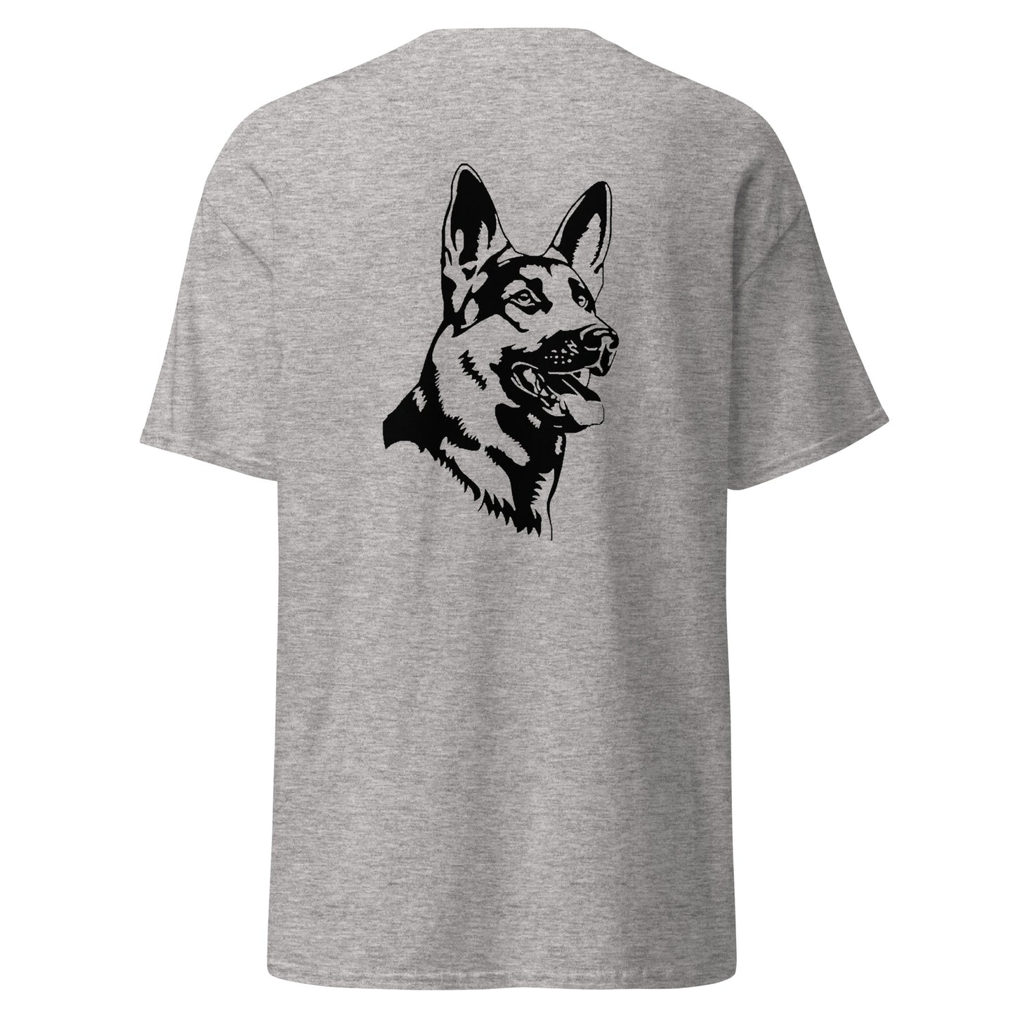 Grey shirt with German shepherd