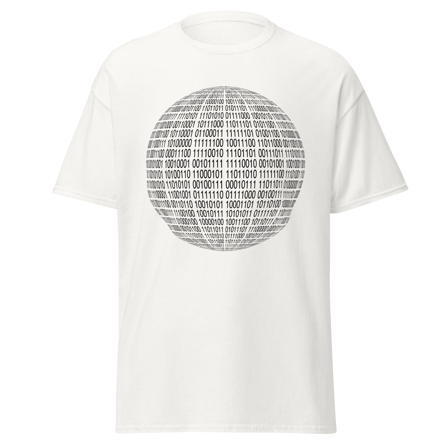 White men's T-shirt with binaire sphere