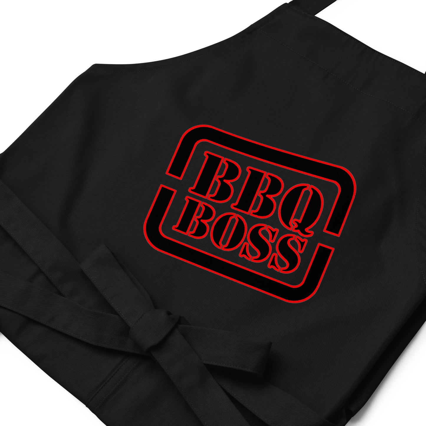 black apron with text "BBQ BOSS"