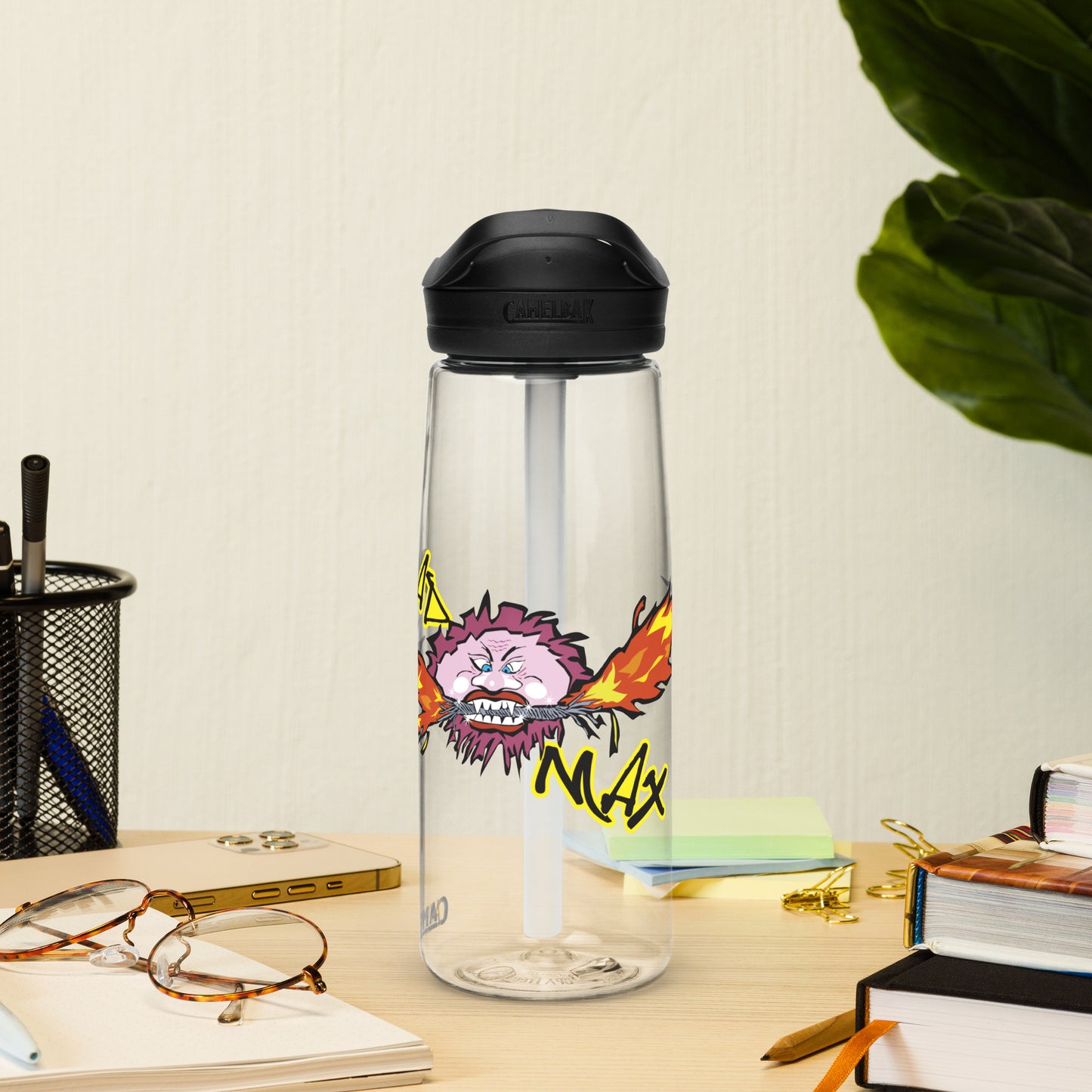 White sports water bottle with logo MAD MAX