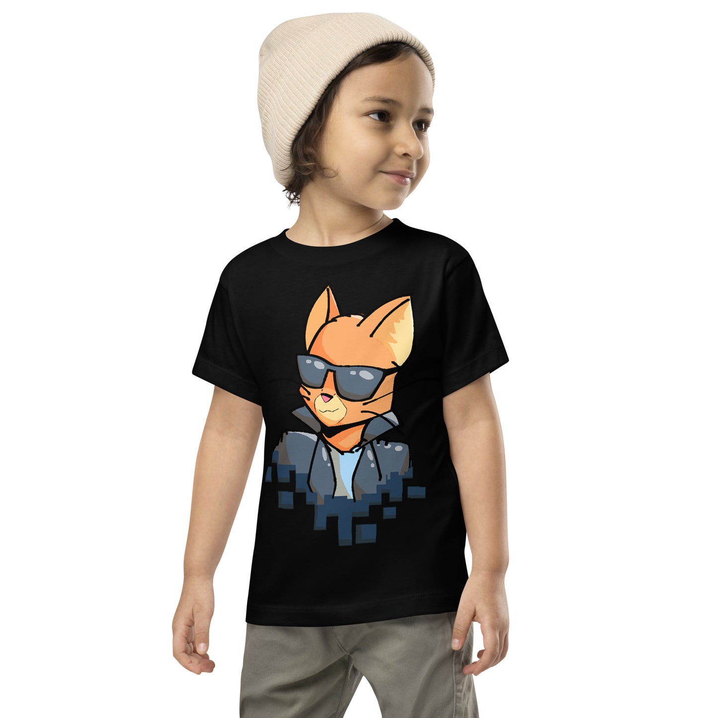 Toddler staple tee in black with cool cat