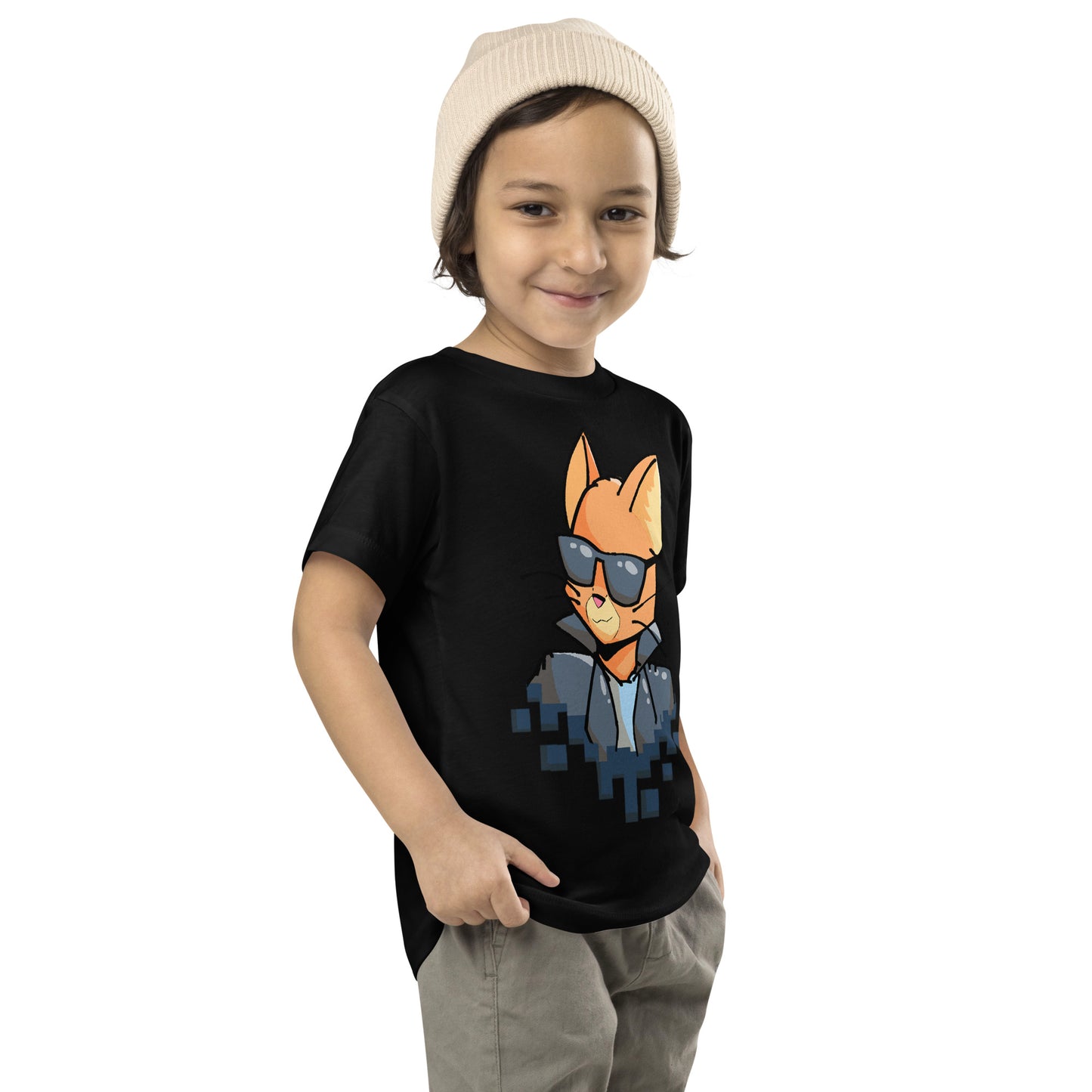 Toddler staple tee in black with cool cat