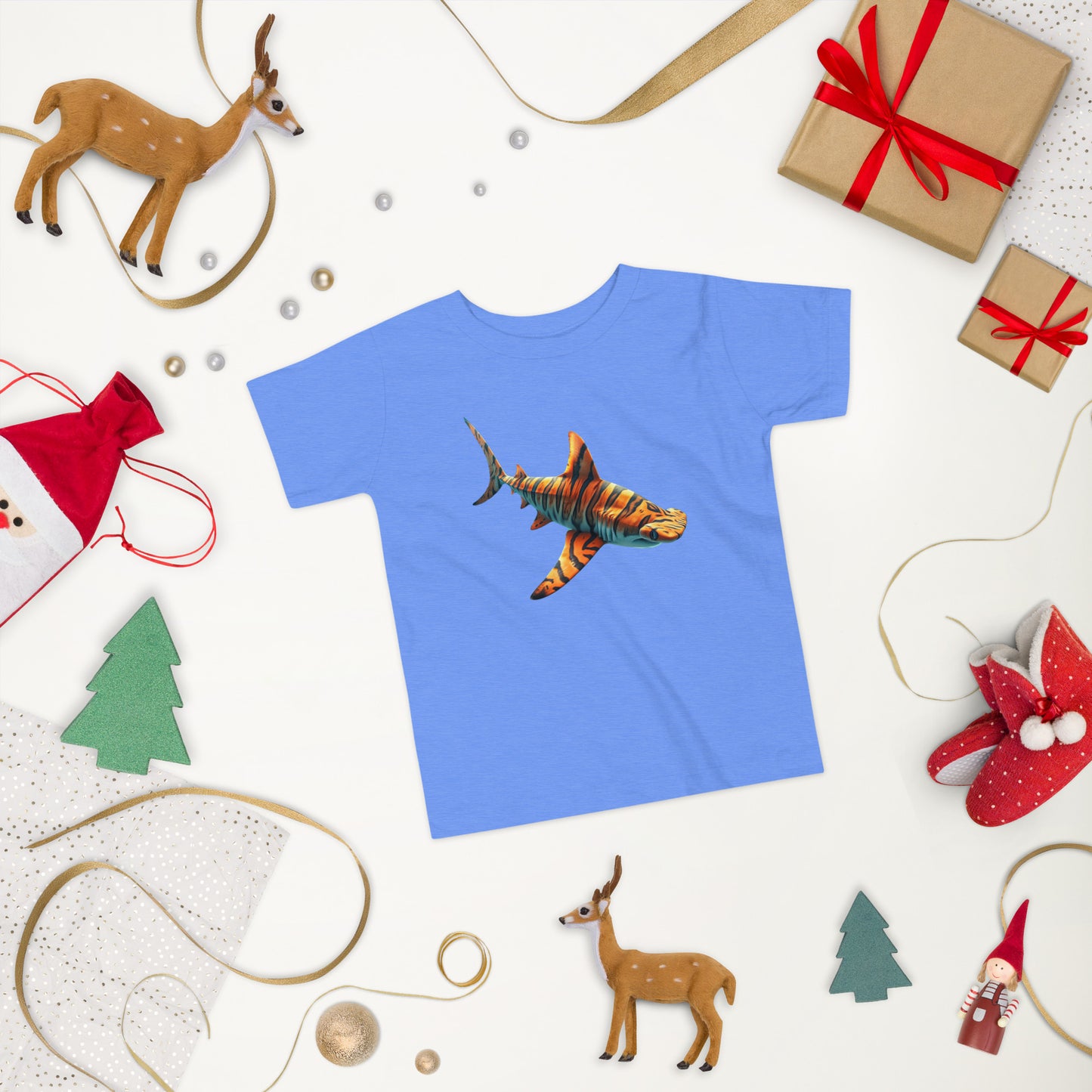columbia blue t-shirt for toddler with a print of a hammerhead shark