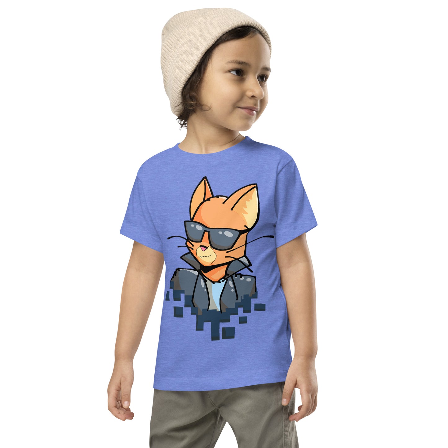 Toddler staple tee in columbia blue with cool cat