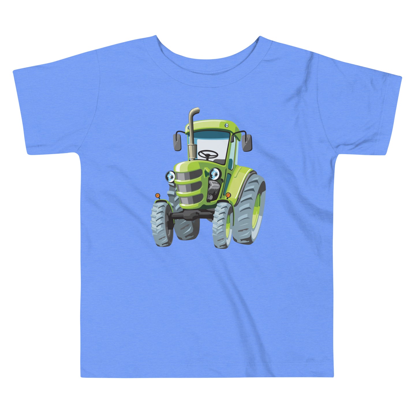 Columbia blue toddler T-shirt with a print of a green tractor