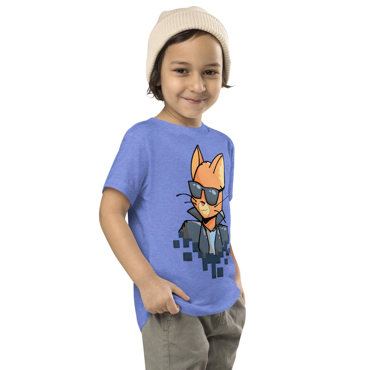 Toddler staple tee in columbia blue with cool cat