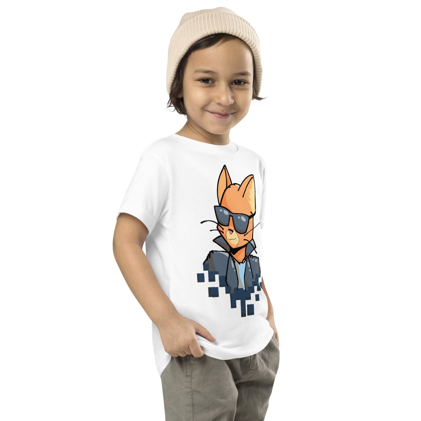 Toddler staple tee in white with cool cat
