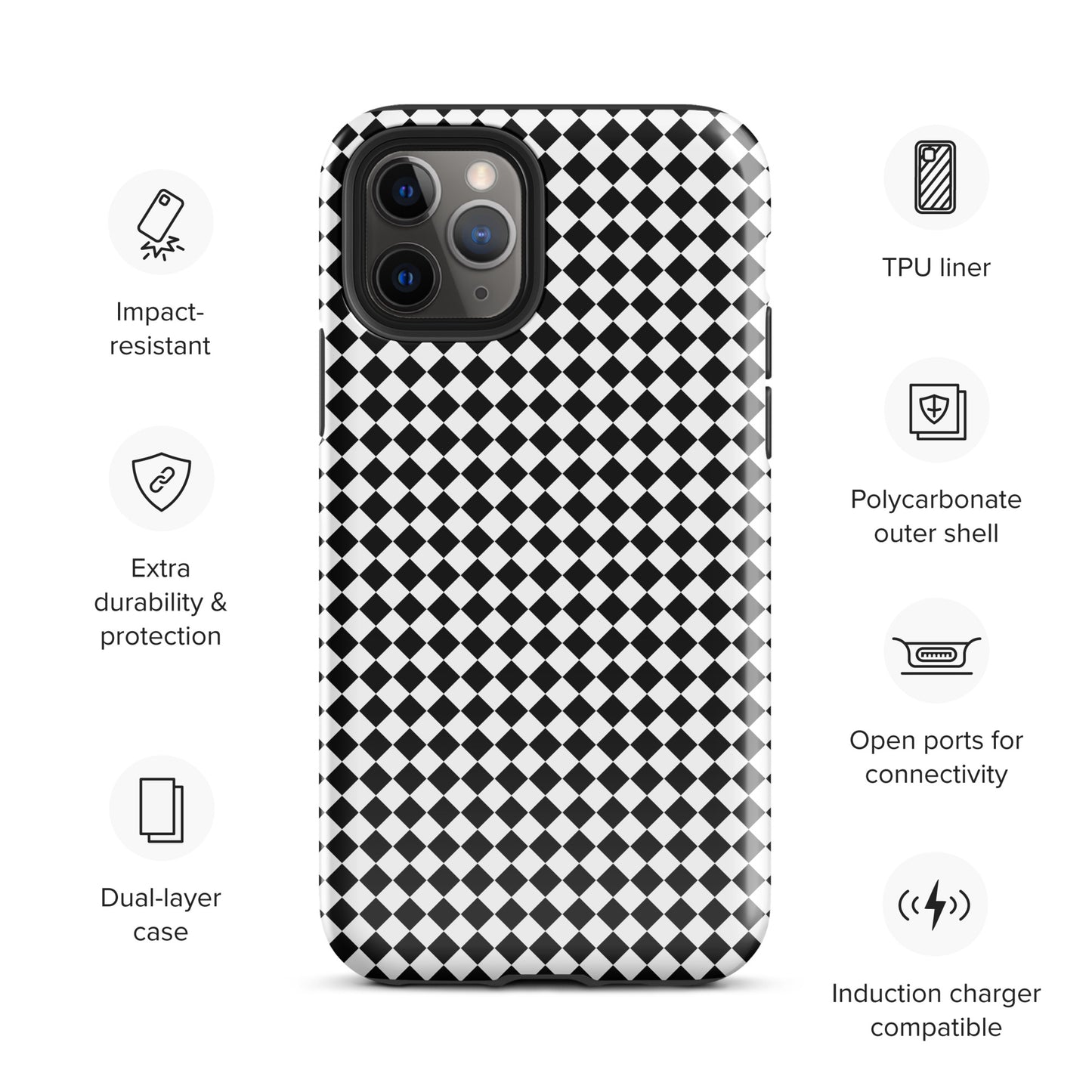 Tough case for Iphone with a print of a chessboard