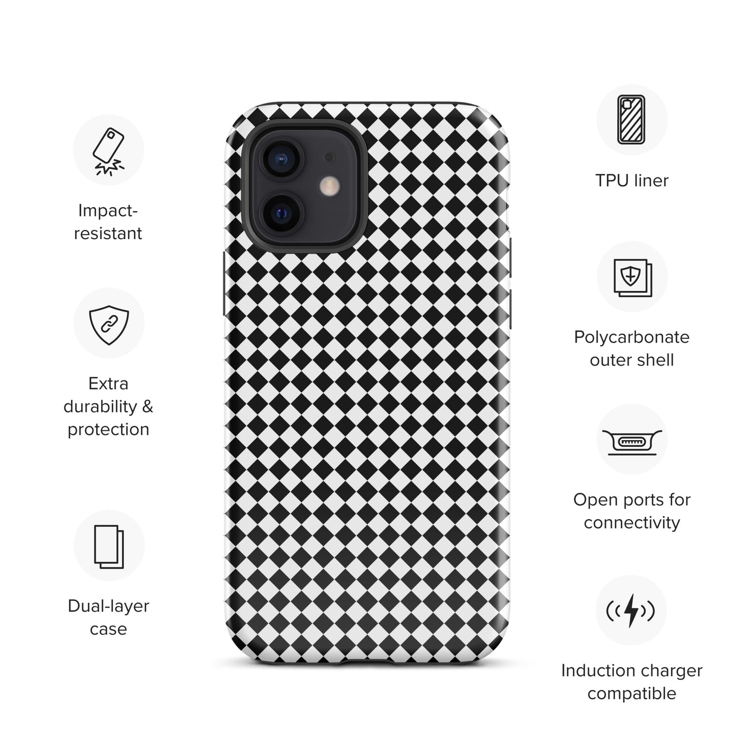 Tough case for Iphone with a print of a chessboard