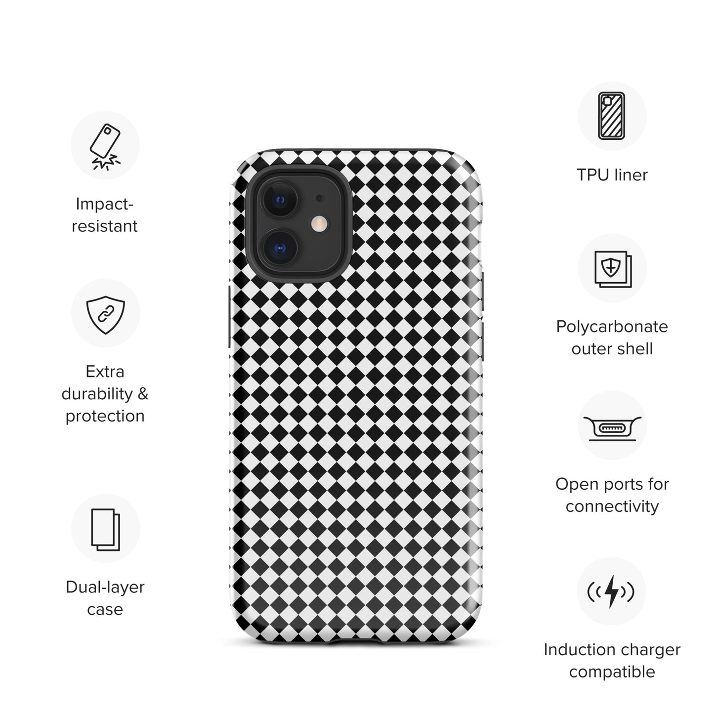 Tough case for Iphone with a print of a chessboard