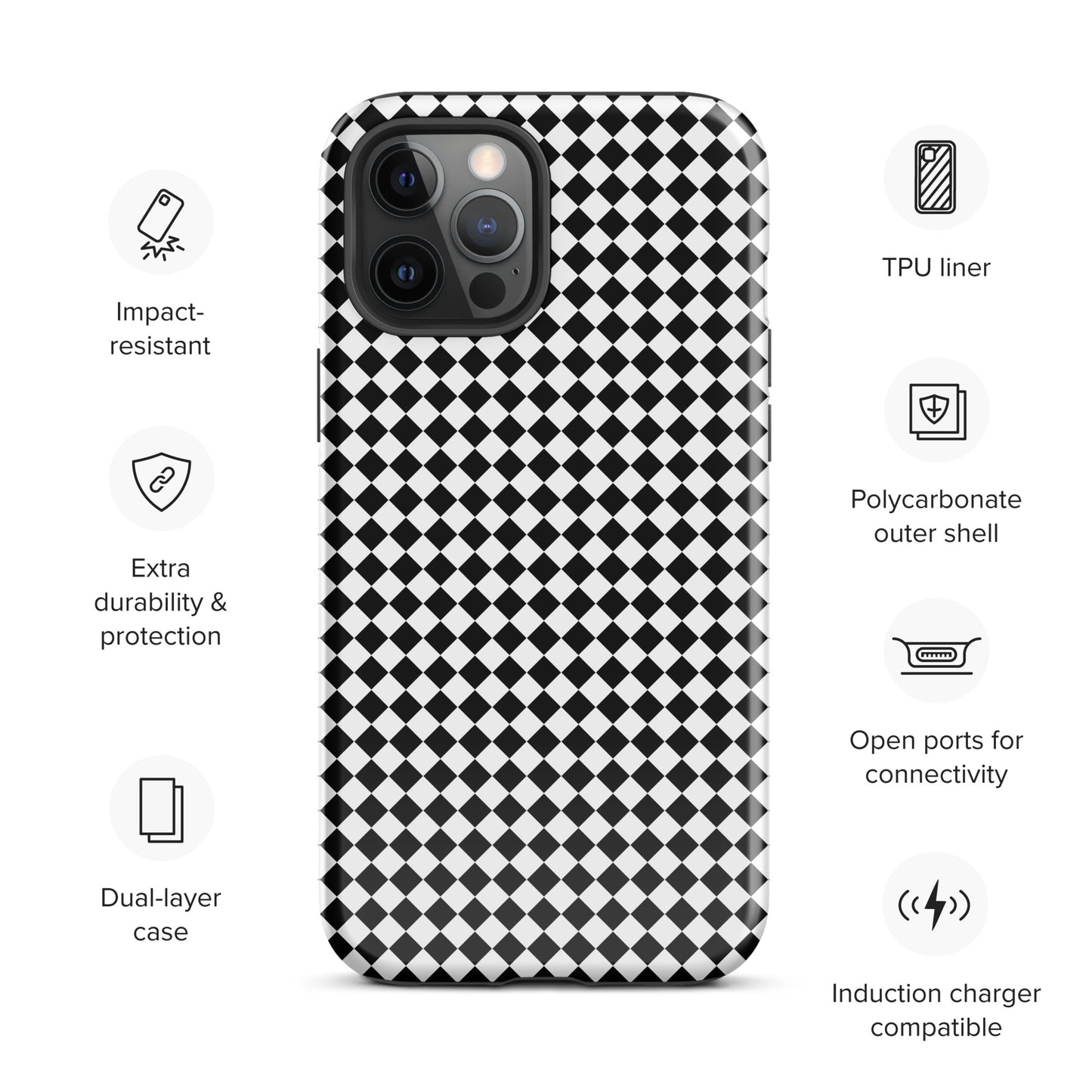 Tough case for Iphone with a print of a chessboard
