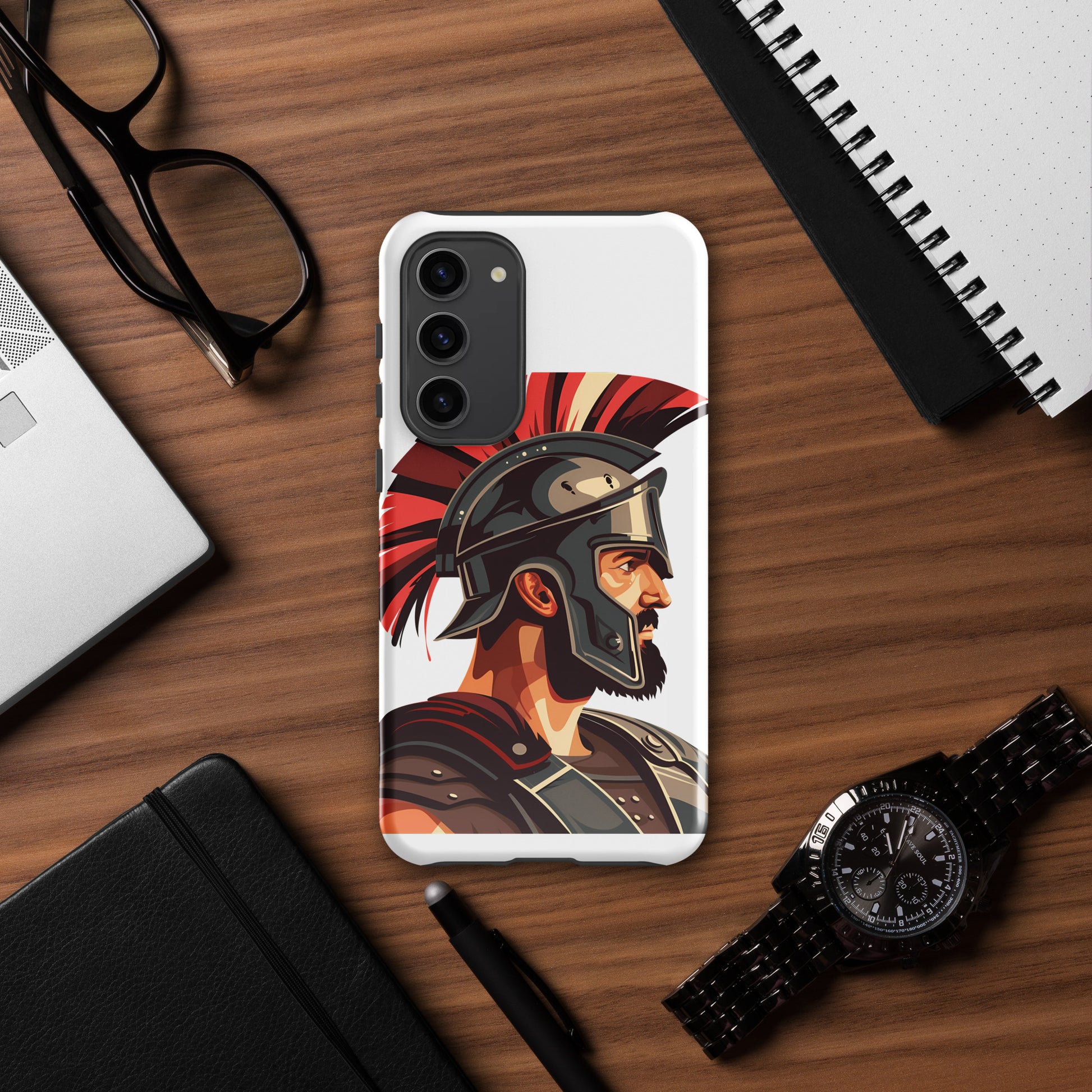Glossy Tough Case for Samsung with a print of a warrior