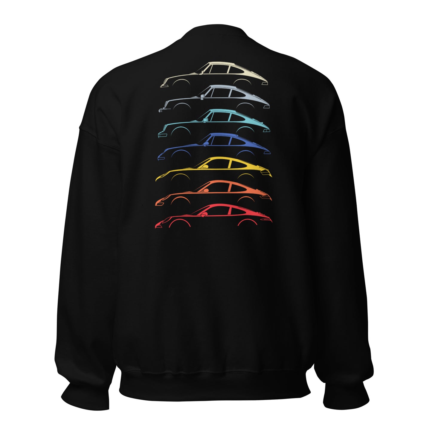 Black sweatshirt with car silouttes on the back