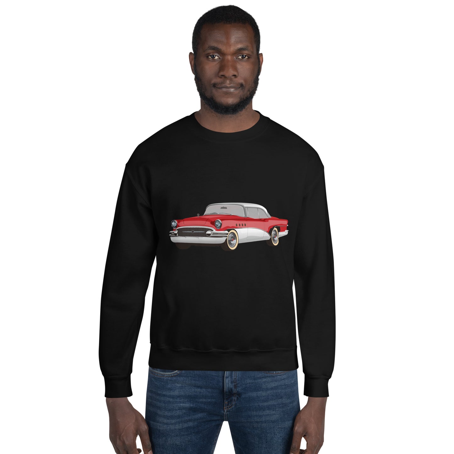 Man with black sweatshirt with red chevrolet