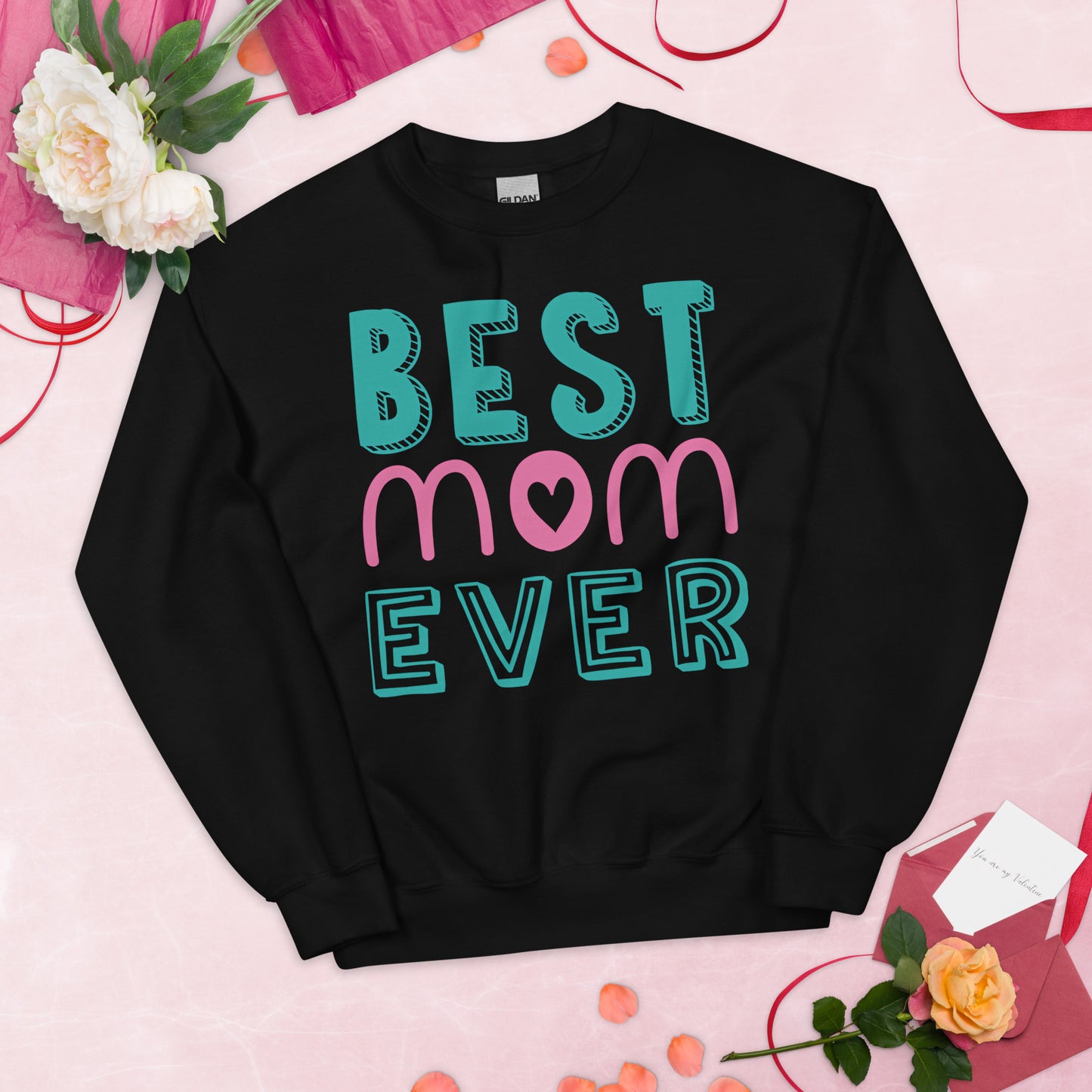 black sweatshirt with text best MOM ever