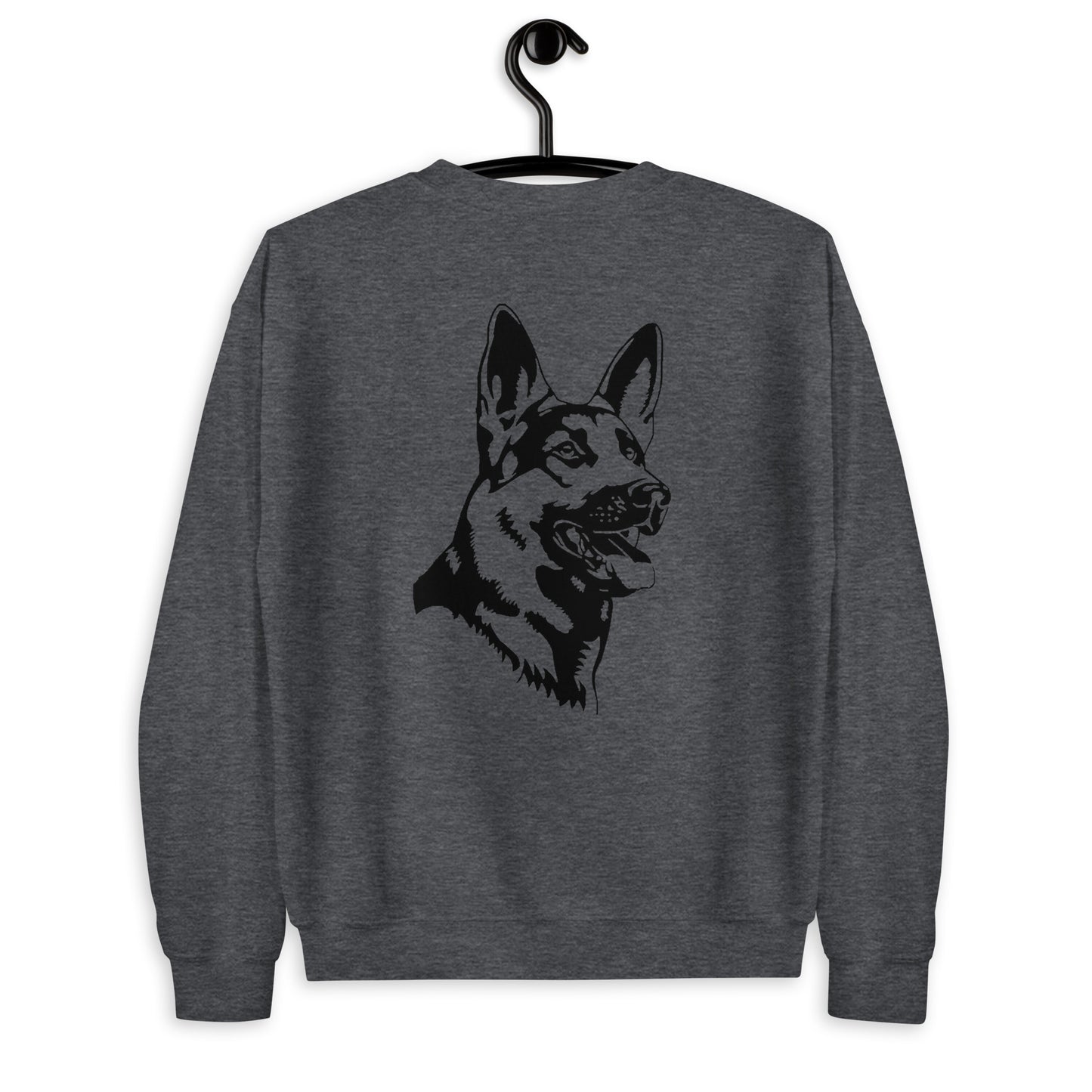 dark grey sweatshirt with German shepherd