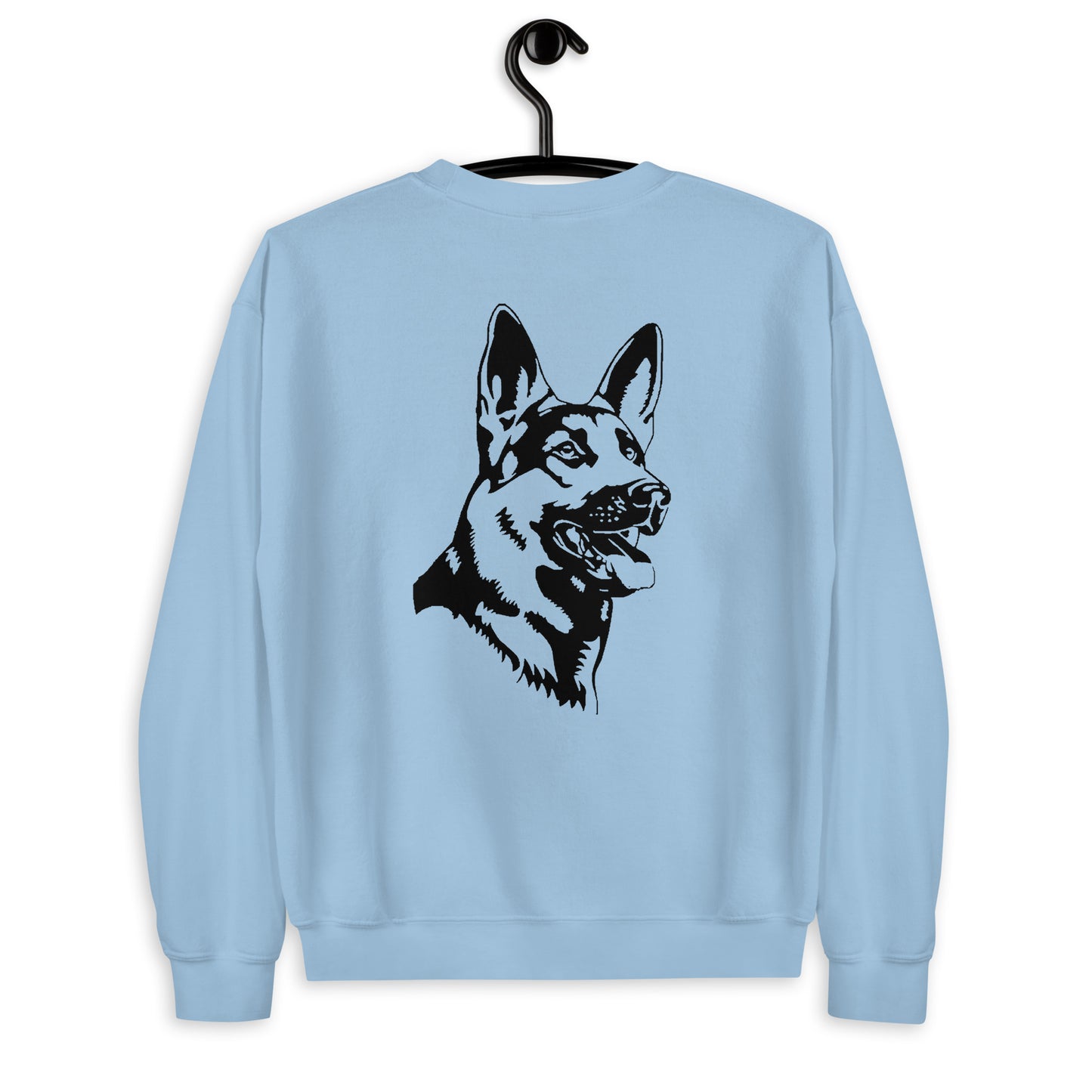 Light blue sweatshirt with German shepherd