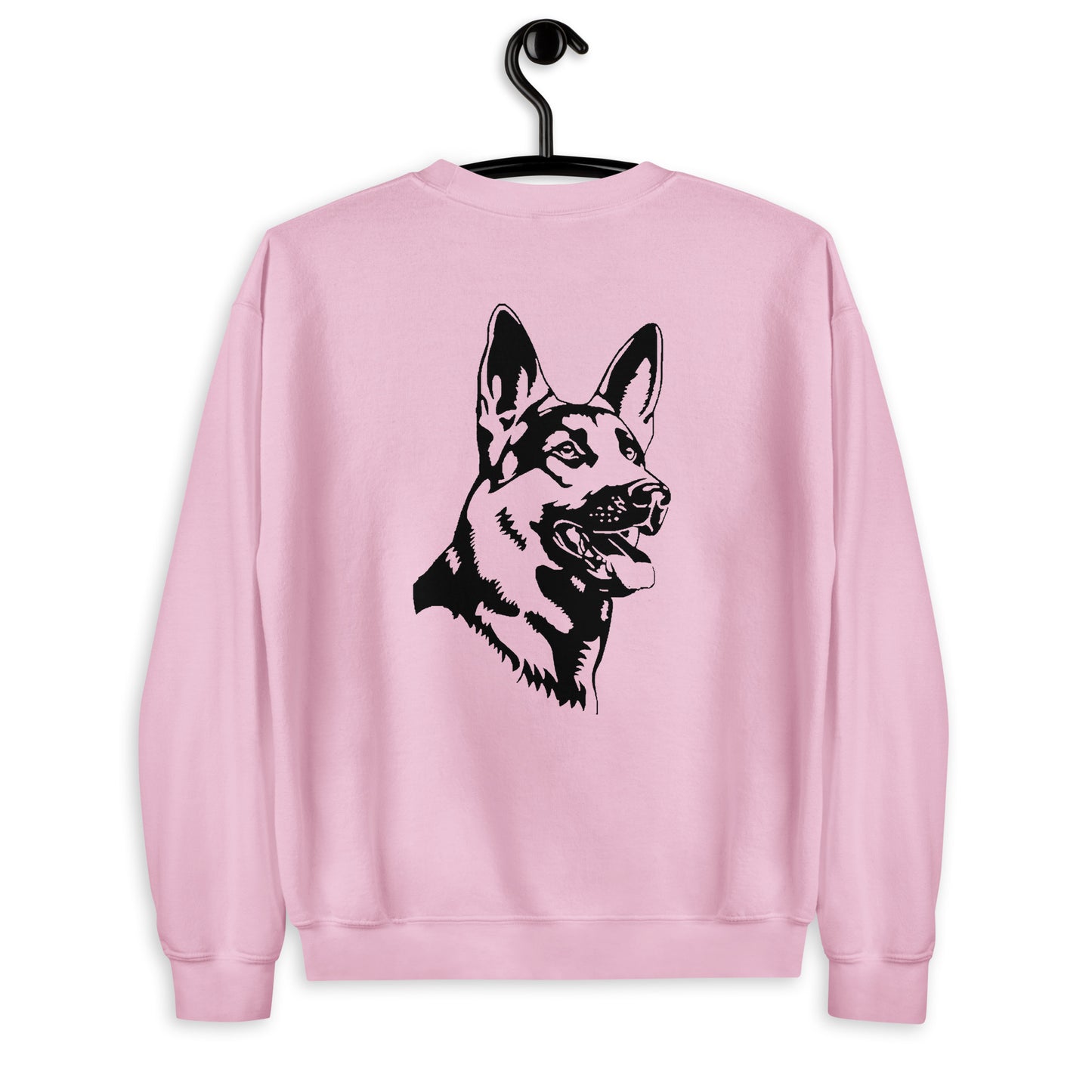 pink sweatshirt with German shepherd