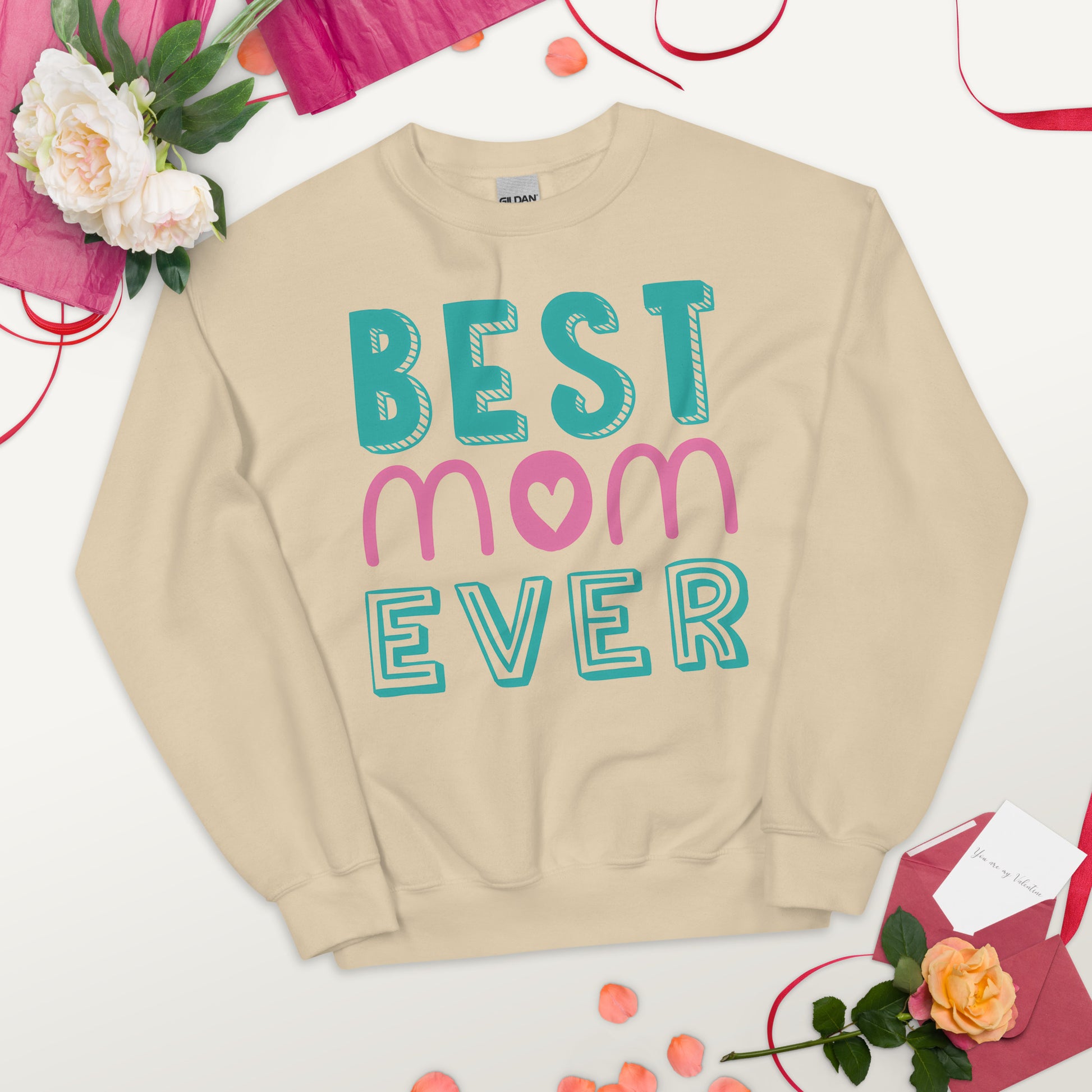 sand sweatshirt with text best MOM ever 