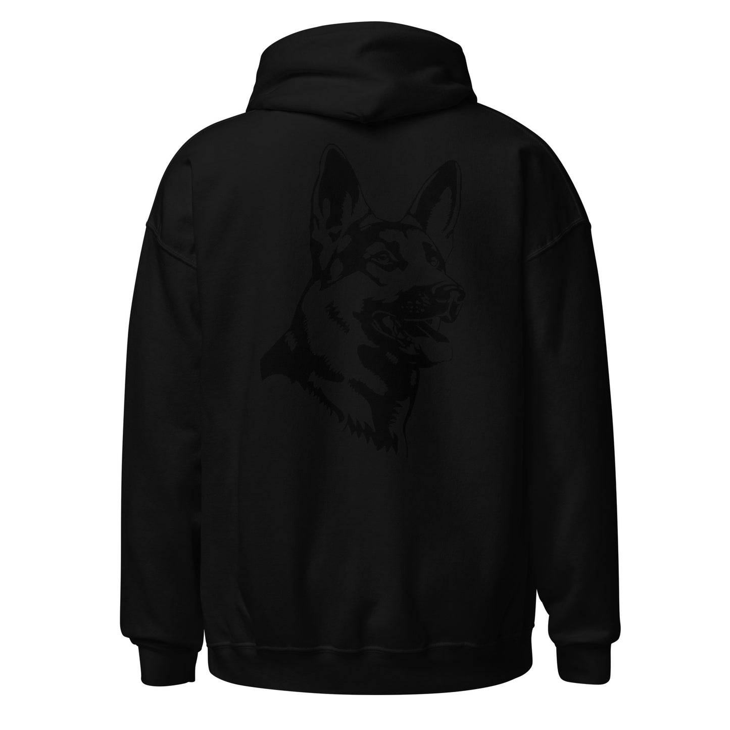 Black hoodie with German shepherd
